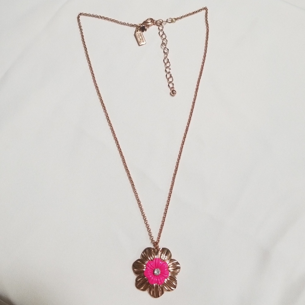 Kate Spade Rose Gold Hot Pink Pendant Necklace